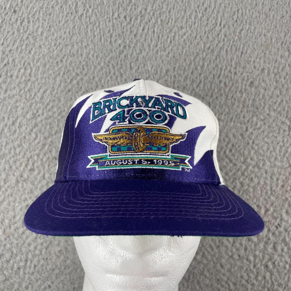 Vintage 90s Logo Athletics SnapBack Shark Tooth Brickyard 400 NASCAR RARE 1995